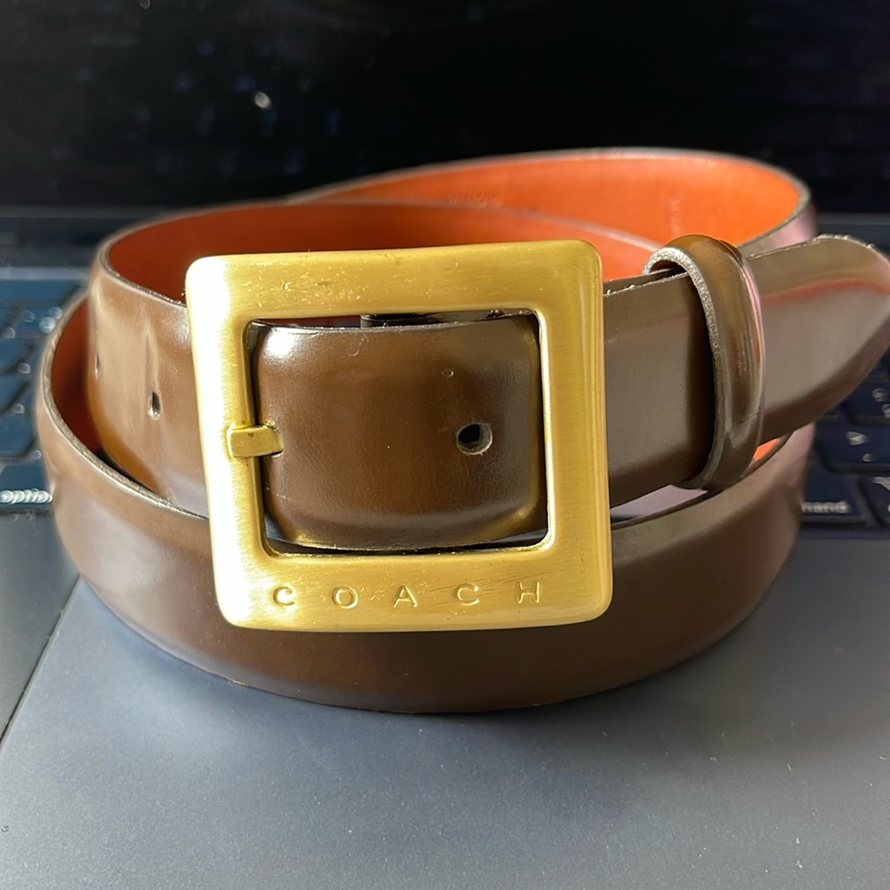 Coach Chocolate Brown Oil Tanned Leather Belt Size: Medium